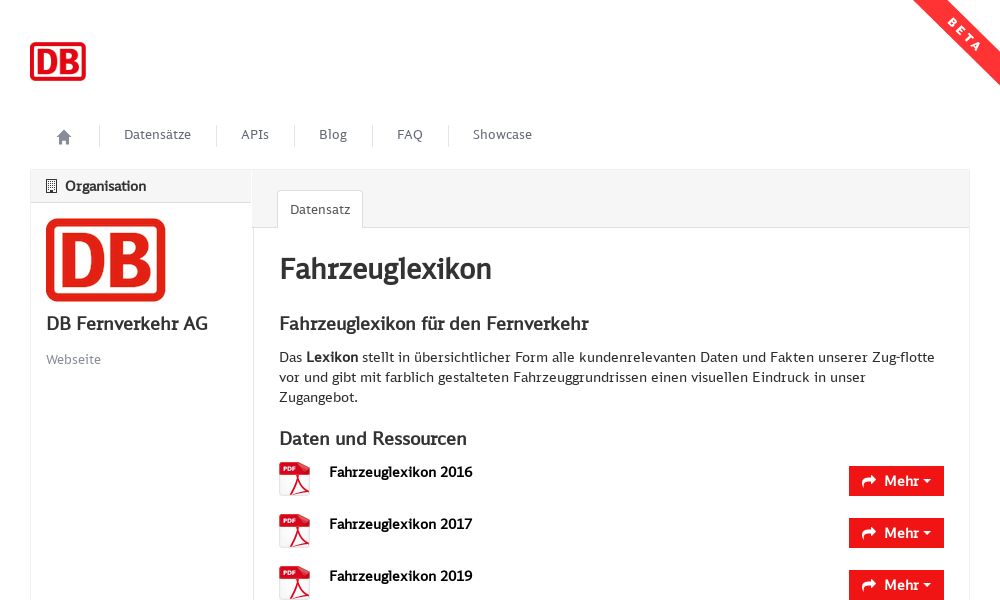 Screenshot of DB Data Fahrzeuglexikon