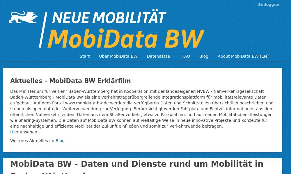 Screenshot of MobiData BW