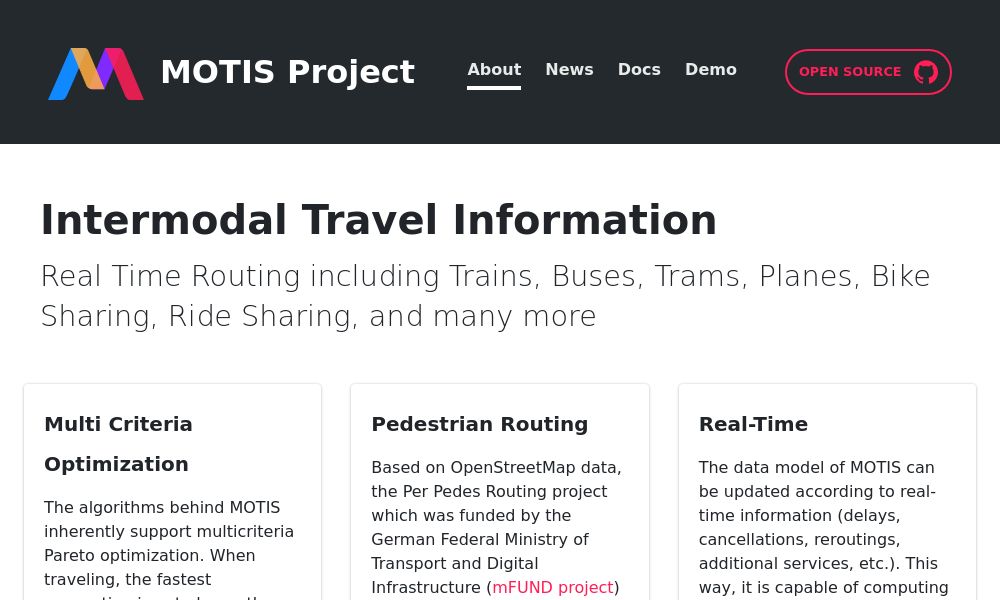 Screenshot of MOTIS Project