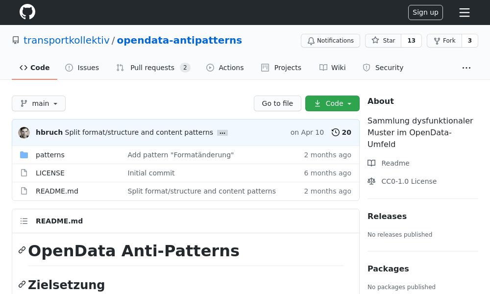 Screenshot of OpenData Anti-Patterns