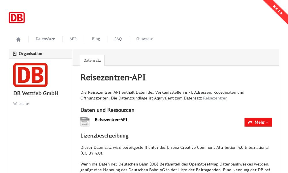 Screenshot of Reisezentren-API