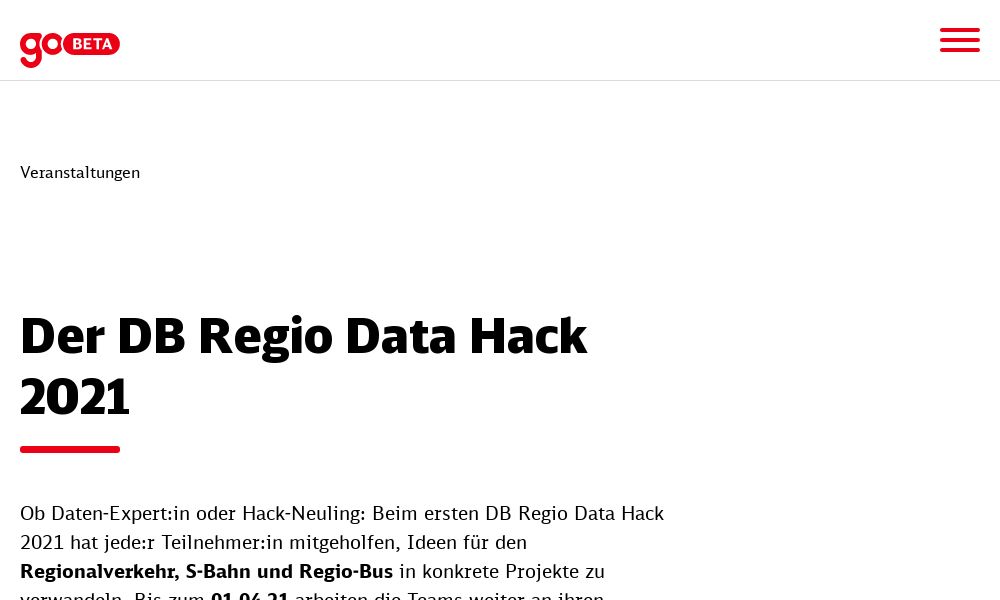 Screenshot of Remote Regio Hack im März 2021